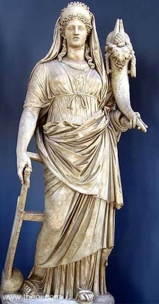 Statue of Fortuna with cornucopia and rudder